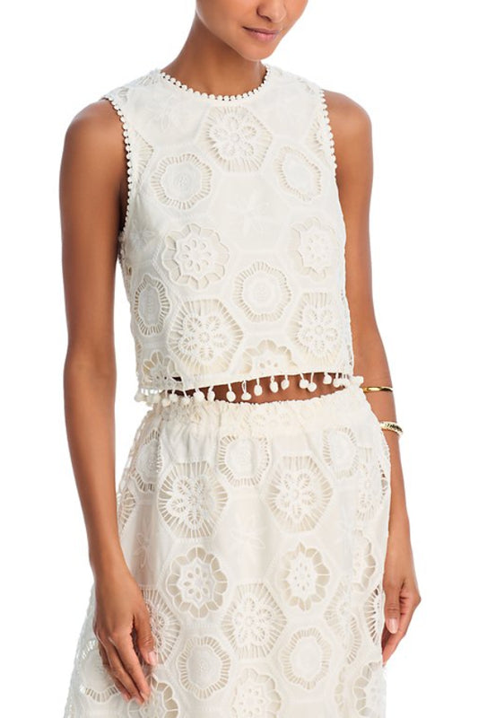 Sleeveless Embroidered Skirt Suit