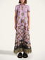 Lavender Vintage Mandala Floral Print Short Sleeve Midi Dress