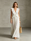 Women's Flowy Ruffle Trim Linen Maxi Dress for Summer