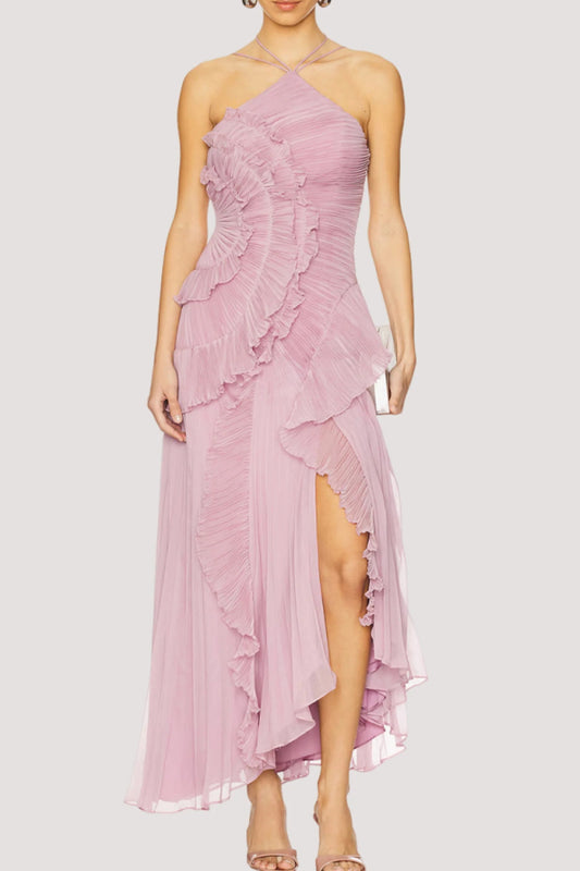 Ruffled halterneck dress