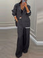 Elegant long-sleeved jacket and casual wide-leg pants suit set