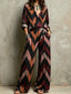Chevron Zigzag Stripe Bohemian Two Piece Pants Set