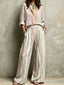 Pastel Vertical Stripe Boho Two Piece Matching Suit
