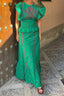 Flower embroidered flying sleeve top and skirt set
