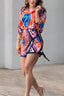 Seville Unique Printed Long Sleeve Shirt and Wrap Tie-up Mini Skirt Set