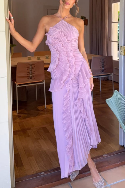 Ruffled halterneck dress