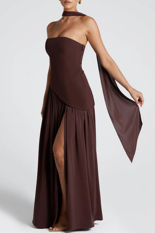 Sexy backless high slit long dress