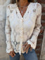 Floral Open Crochet Flare Sleeve V Neck Button Front Knit Cardigan