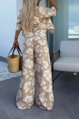 Lapel Printed Loose Casual Suit
