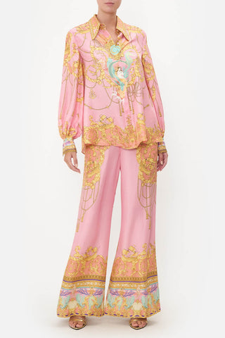 Mermaid Motel Unique Print Long Sleeve Loose Shirt and Elastic Waist Pants Set