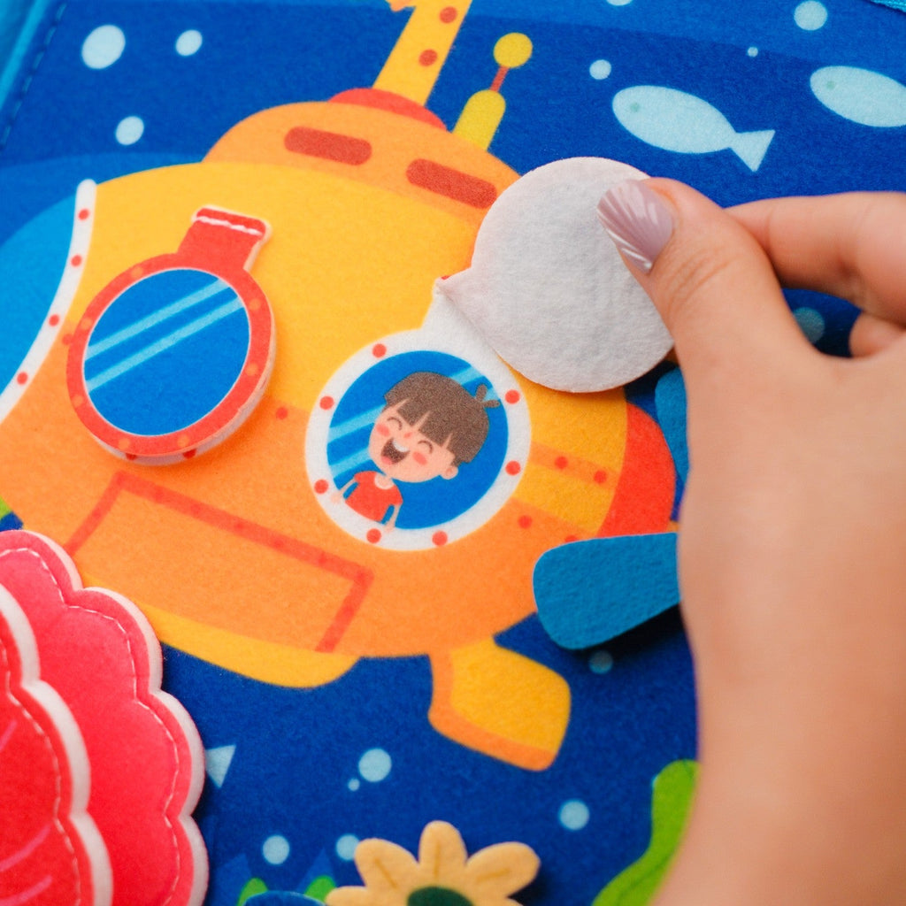 Ocean Adventure Quiet Book — Magic ABCD Torch & Magnetic Fishing