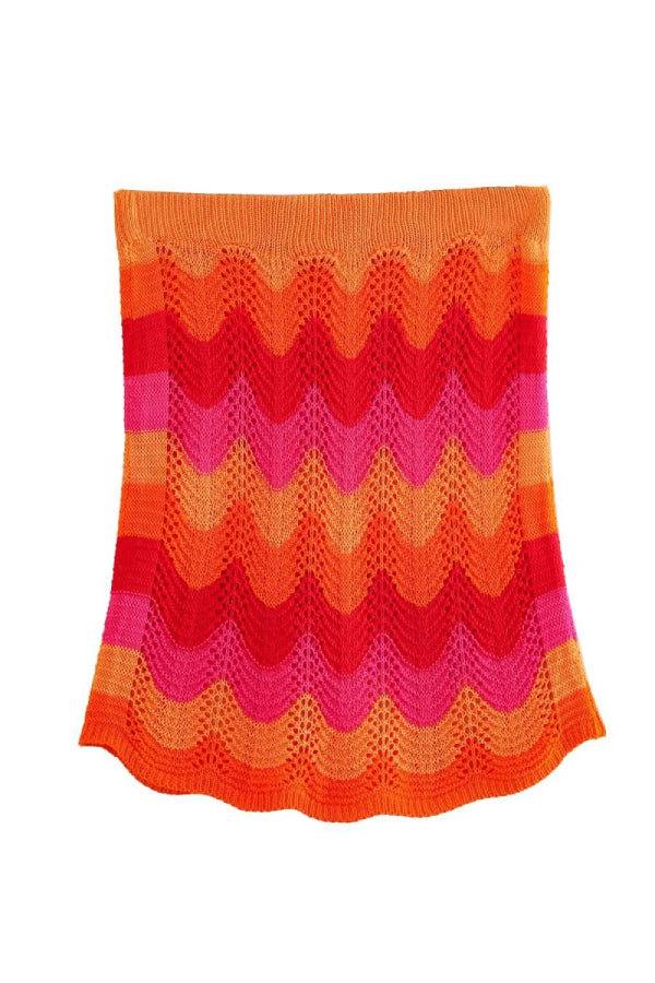 Lapel Single-Breasted Sweater Mesh Knitted Skirt Set Main image
