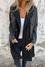 Lapel collar denim patchwork mid-length coat