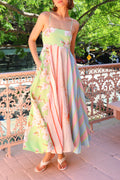 Printed Square-Neck Sleeveless Midi Dress