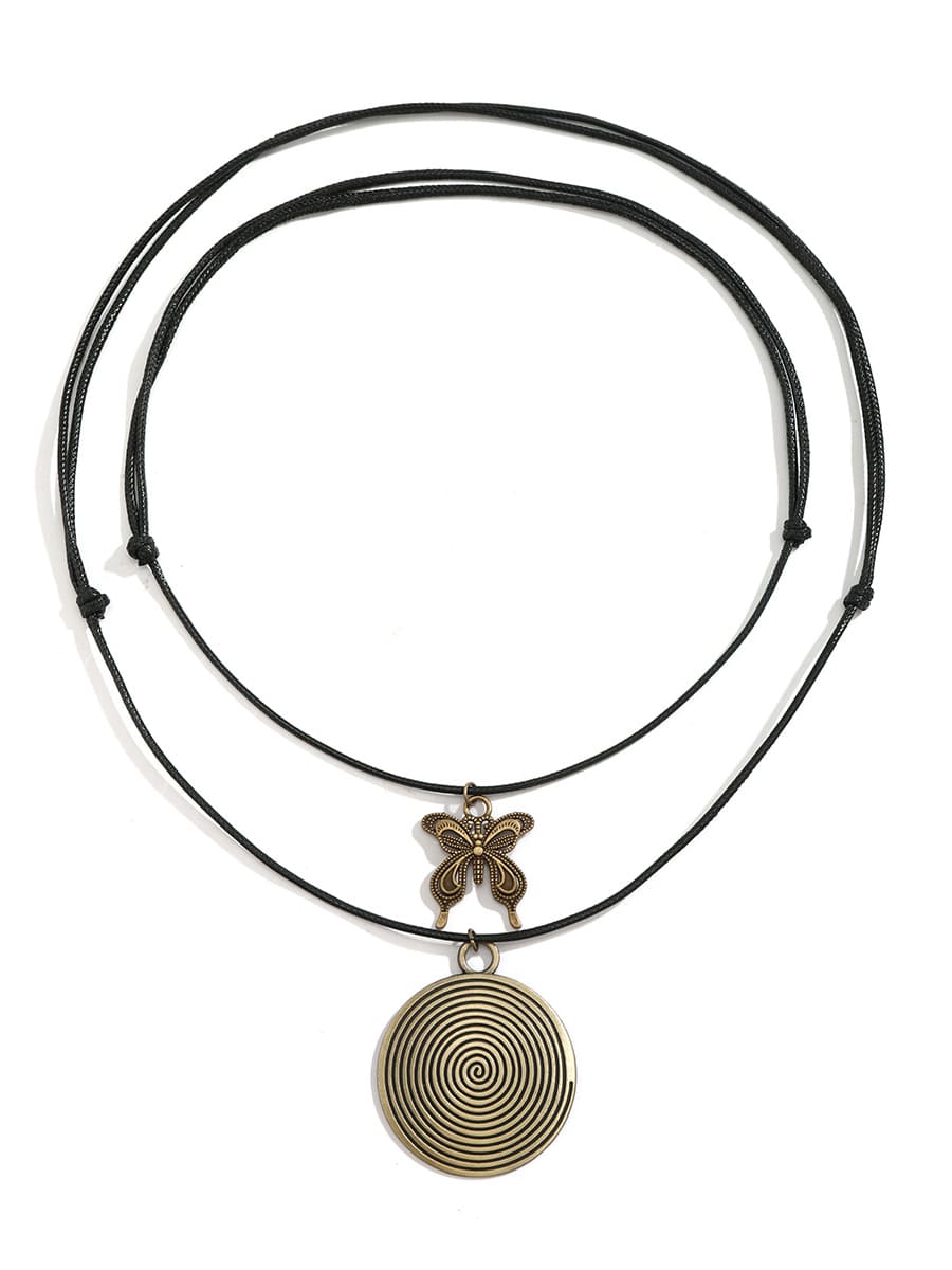 Wooden Disc Beaded Long Necklace Main image