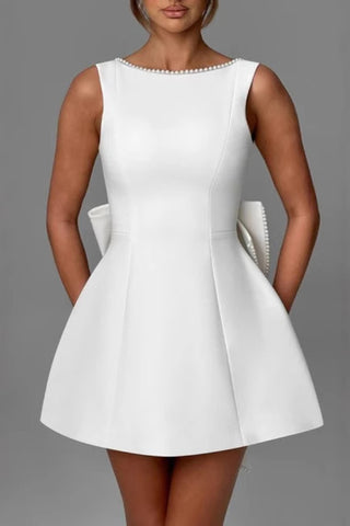 embellished Large Bow Slim-fit Mini Dress