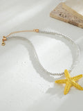 Gold Starfish Pendant Choker Necklace