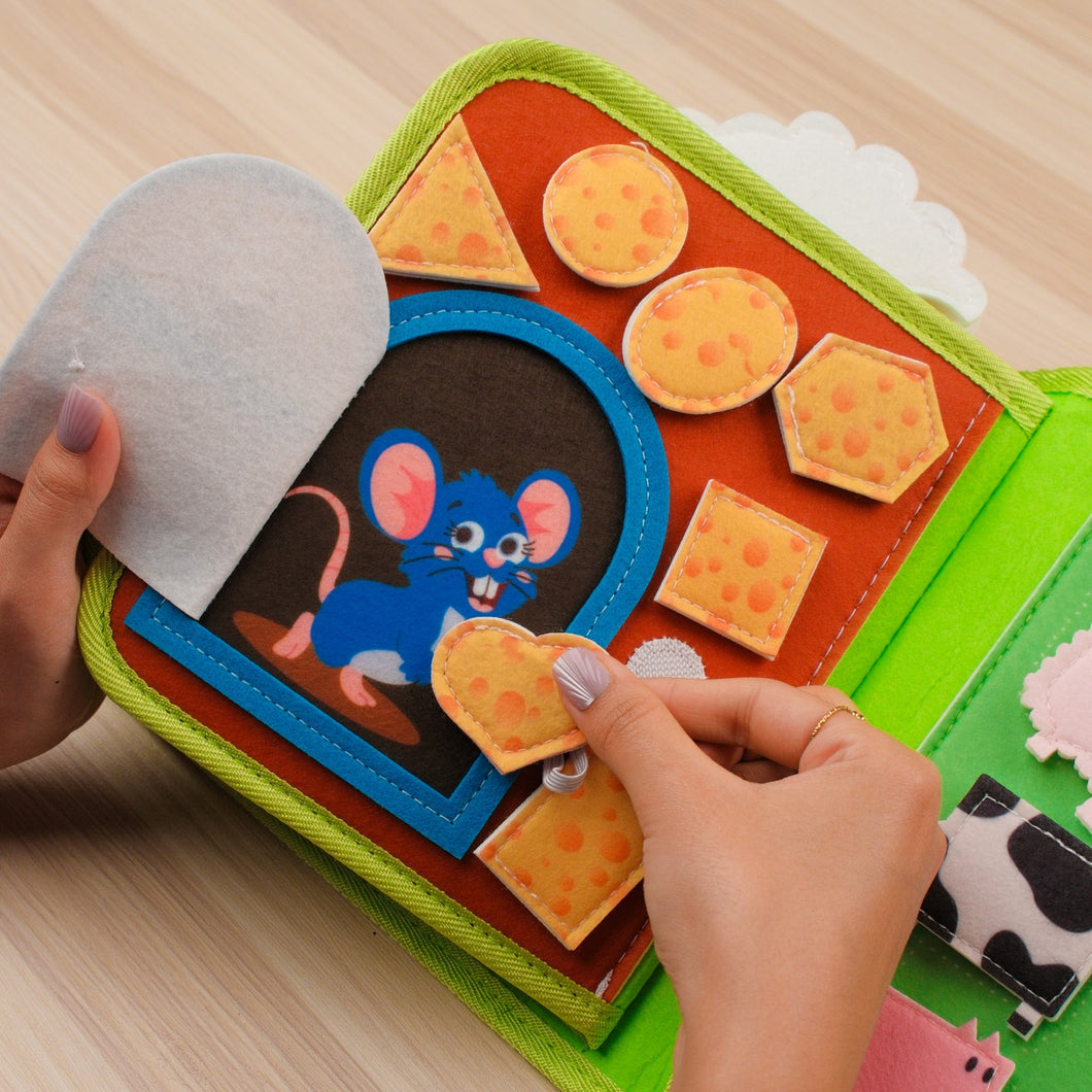 Farm Activity Quiet Book — Counting Bars, Hatching Eggs & Finger-Puppet Barn