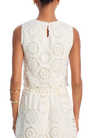 Sleeveless Embroidered Skirt Suit