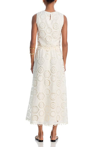 Sleeveless Embroidered Skirt Suit