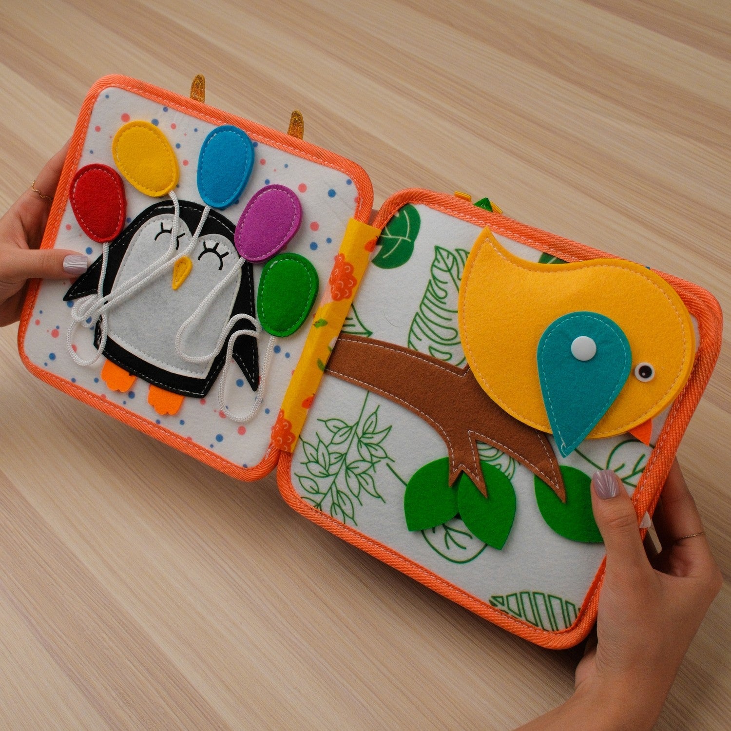 Deer Adventure Quiet Book — Crane & Blocks, Lacing Barn & Colour Pencil Matching