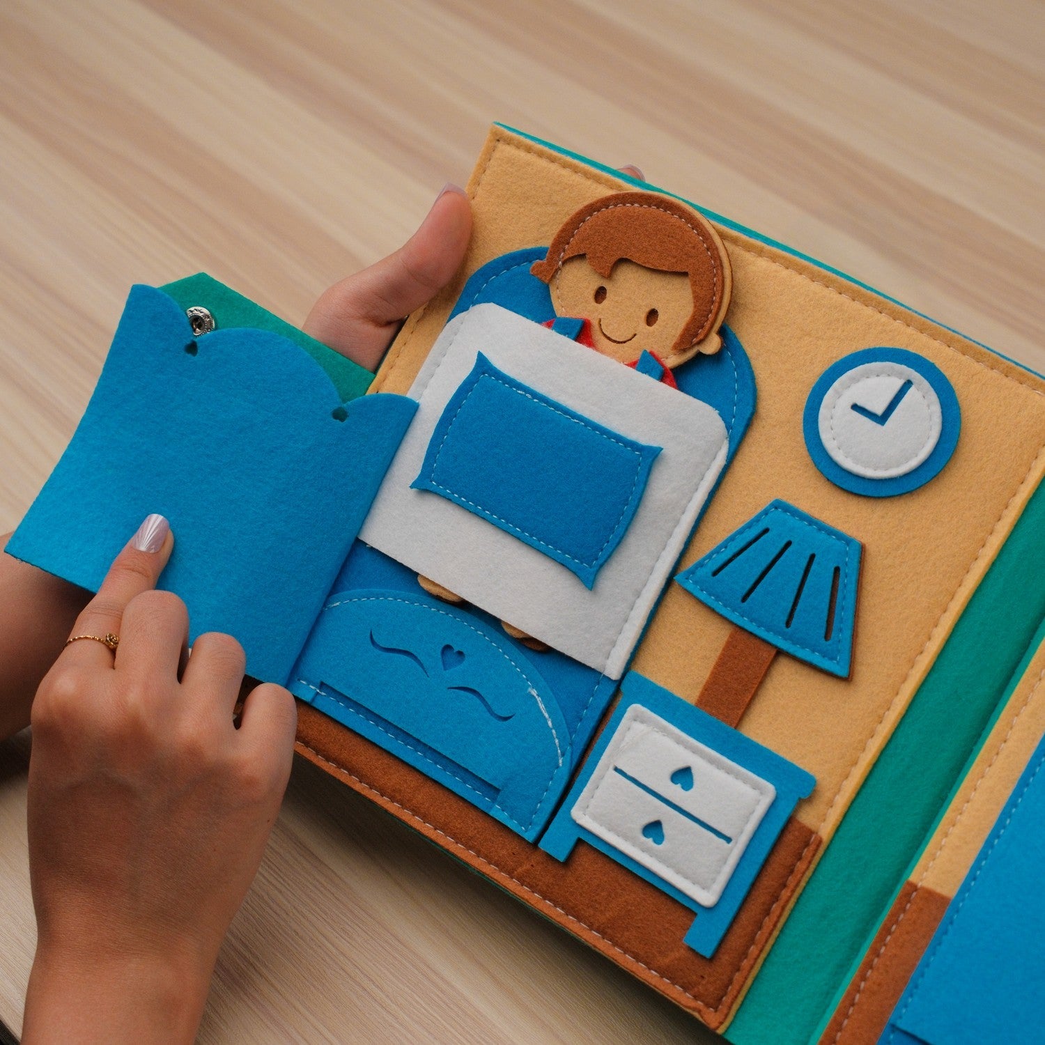 Blue House Quiet Book for Boys — Dress-Up, Robot Toolbox & Dinosaur Eggs