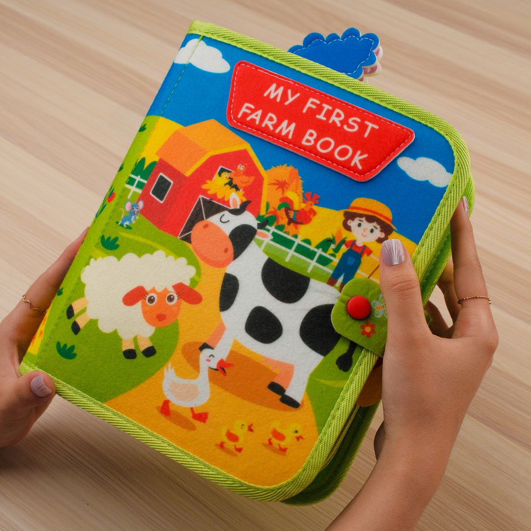 Farm Activity Quiet Book — Counting Bars, Hatching Eggs & Finger-Puppet Barn