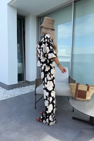 Lapel Printed Loose Casual Suit