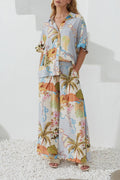 Linen-Blend Short-Sleeve Maxi Shirt Dress