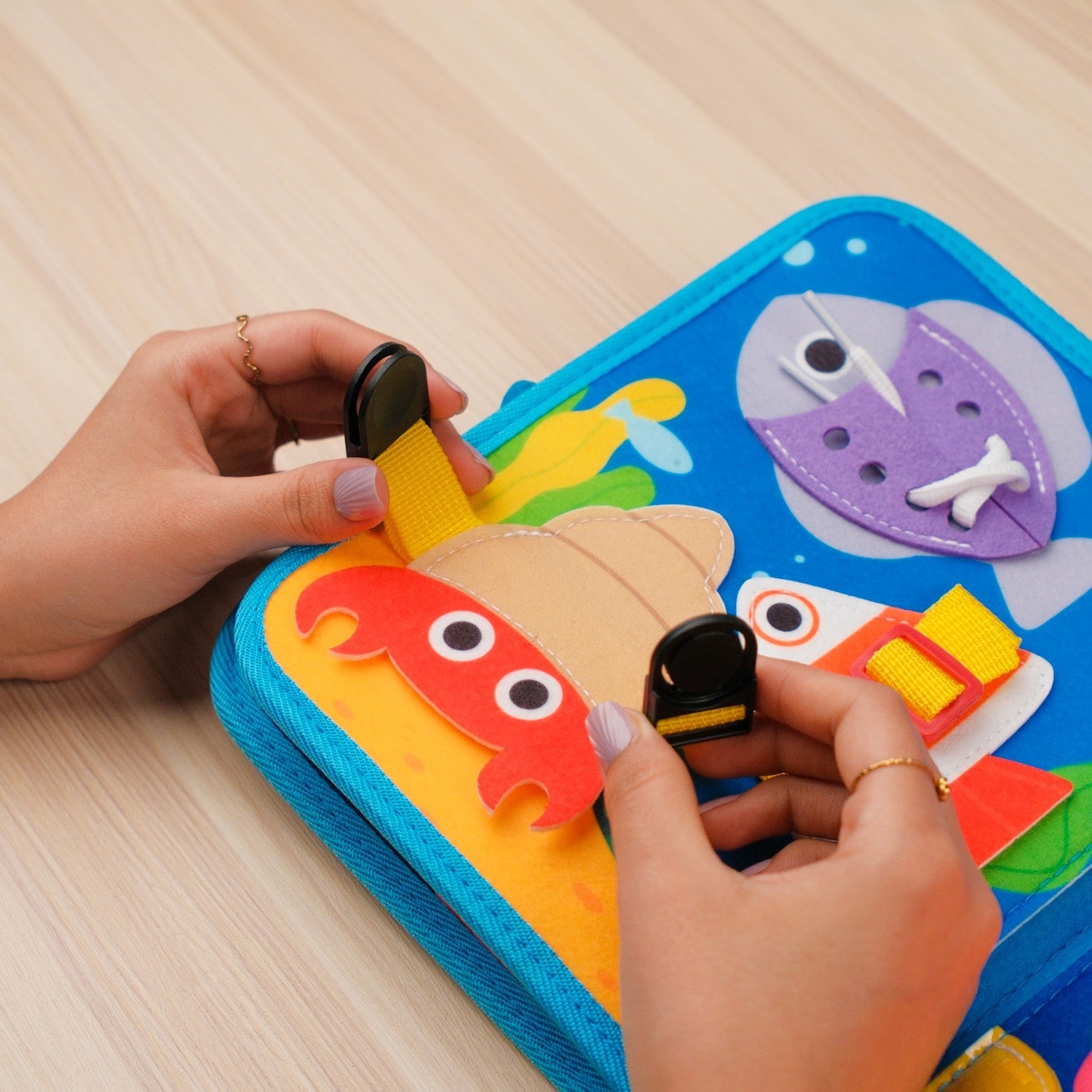 Ocean Adventure Quiet Book — Magic ABCD Torch & Magnetic Fishing