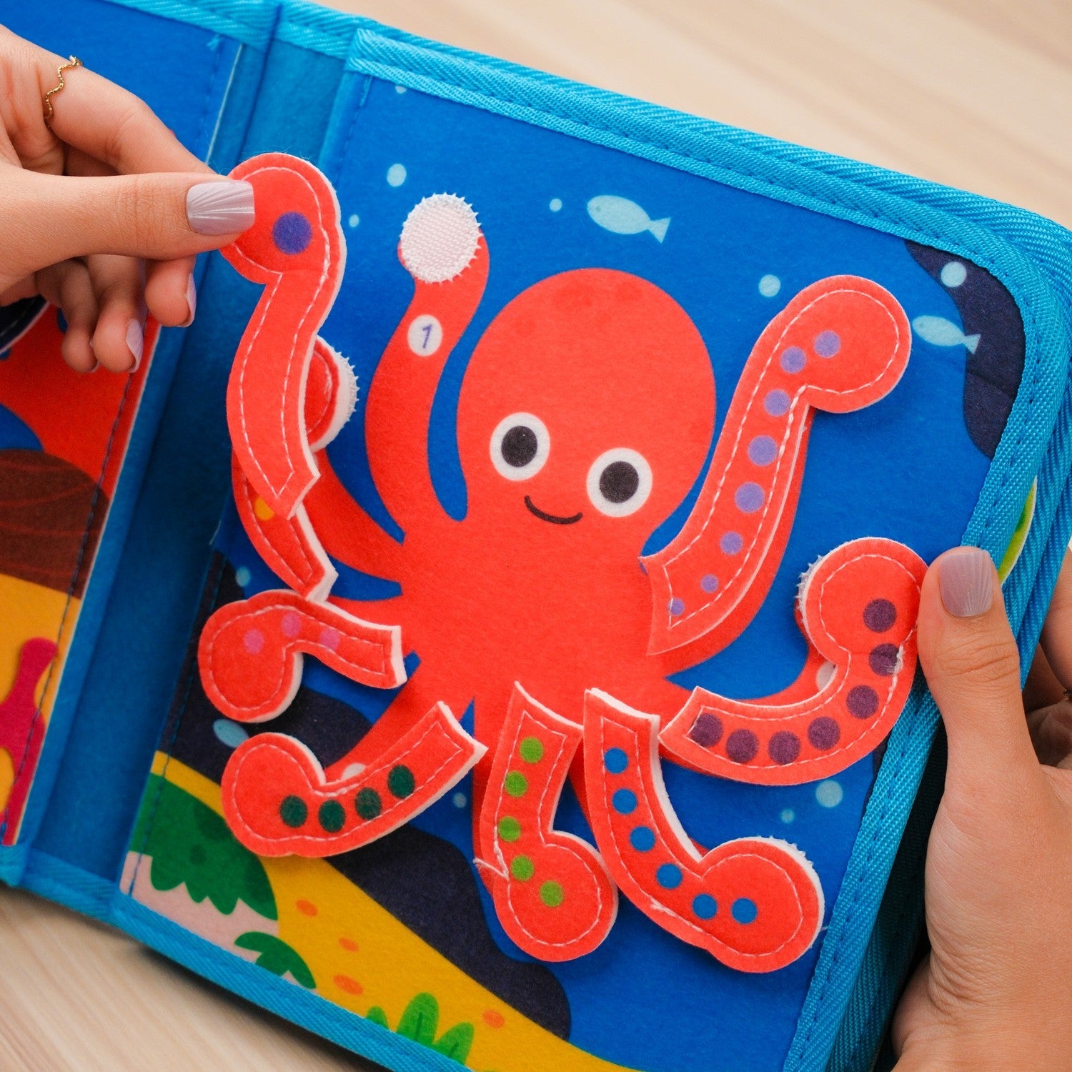 Ocean Adventure Quiet Book — Magic ABCD Torch & Magnetic Fishing