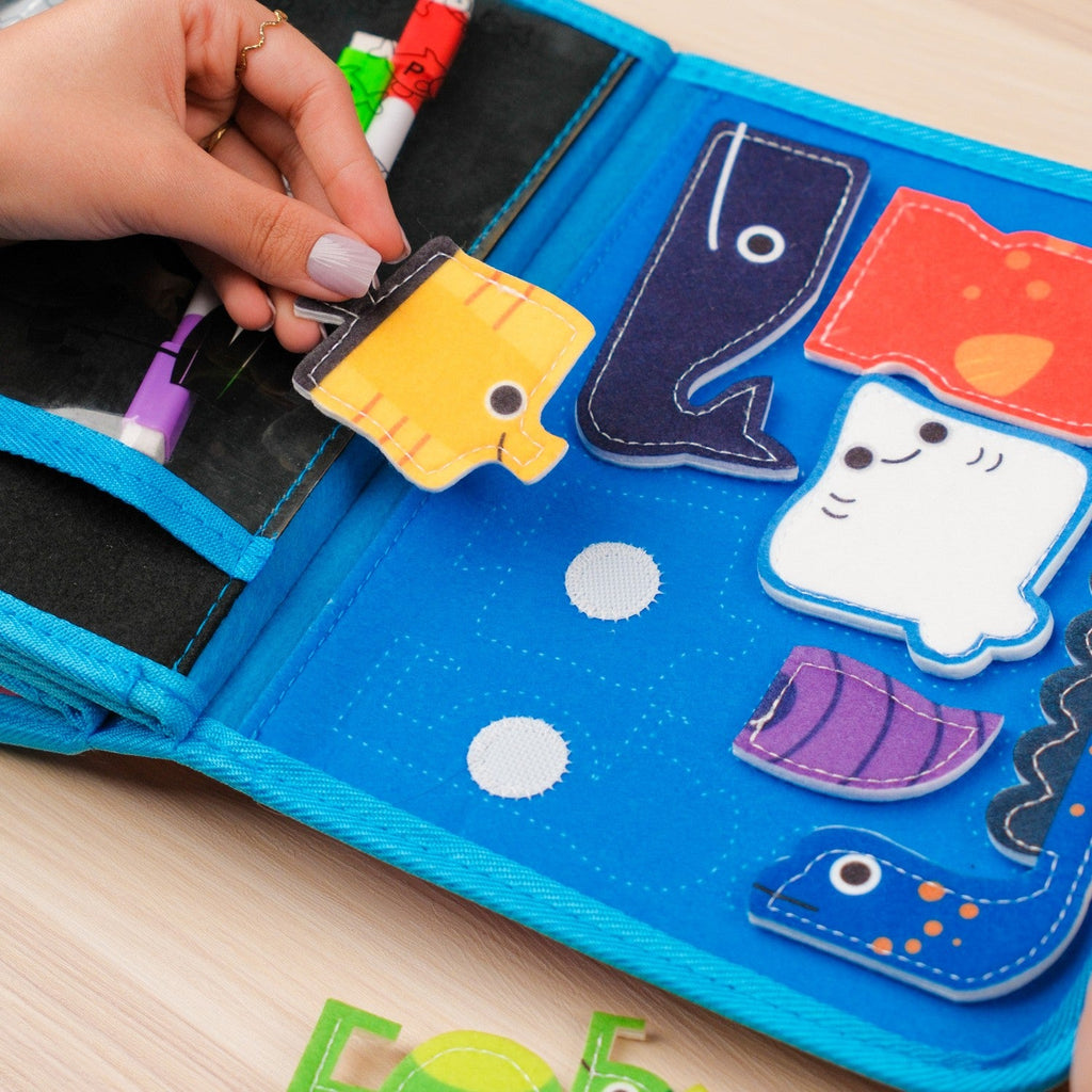Ocean Adventure Quiet Book — Magic ABCD Torch & Magnetic Fishing