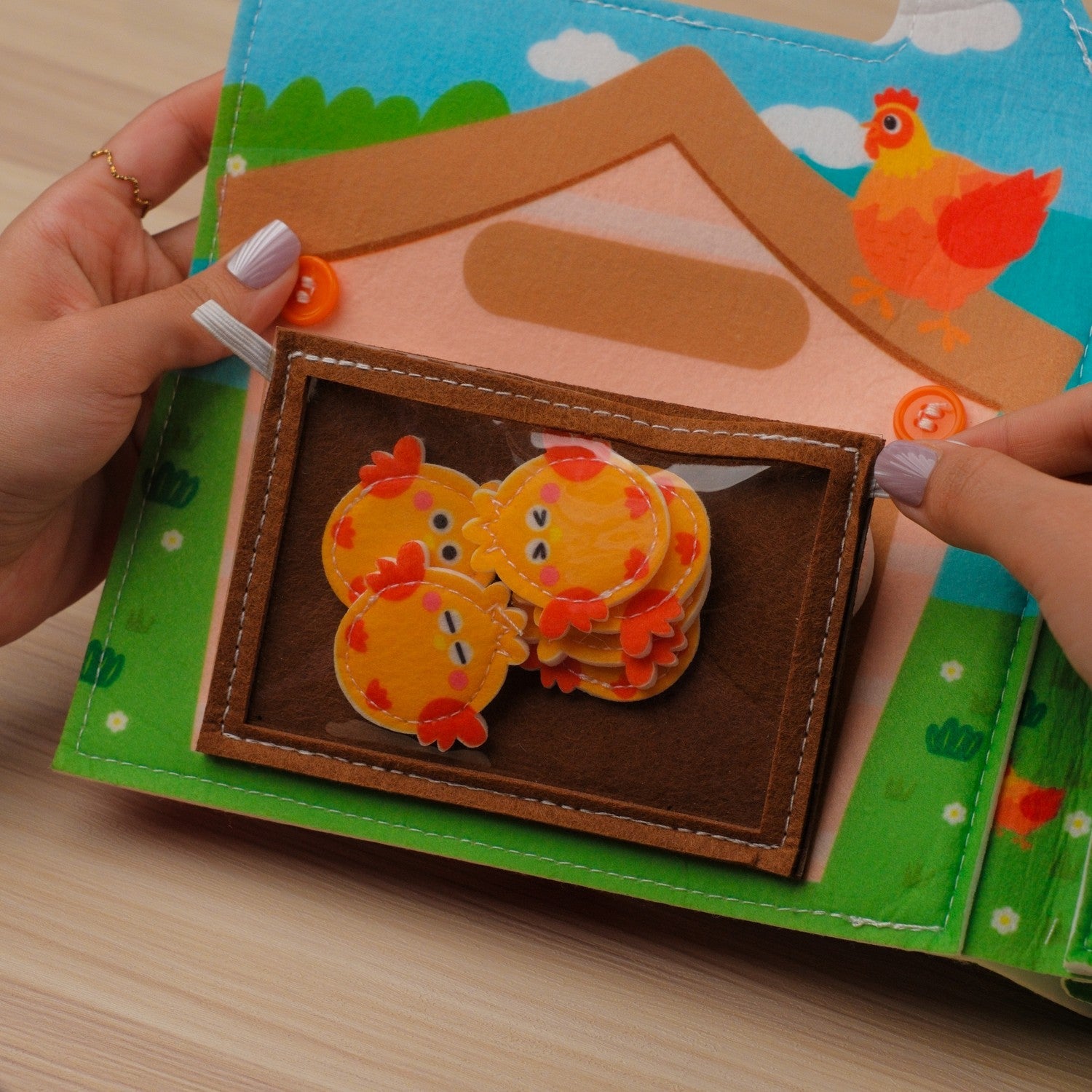 Farm Adventure Quiet Book with Handle — Finger Puppets, Sliding Duck & Counting Harvest