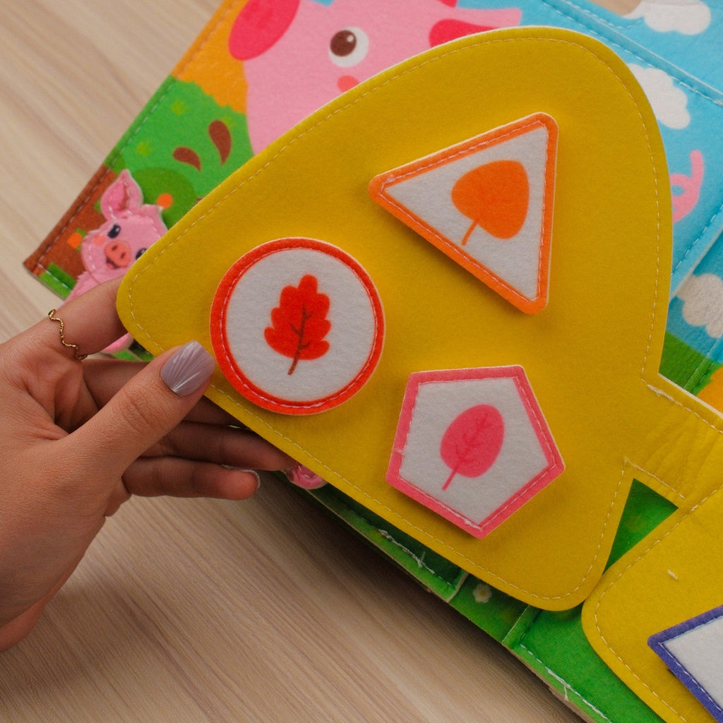 Farm Adventure Quiet Book with Handle — Finger Puppets, Sliding Duck & Counting Harvest