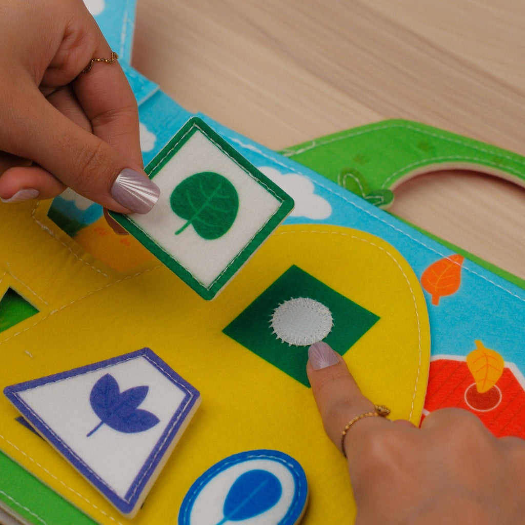 Farm Adventure Quiet Book with Handle — Finger Puppets, Sliding Duck & Counting Harvest