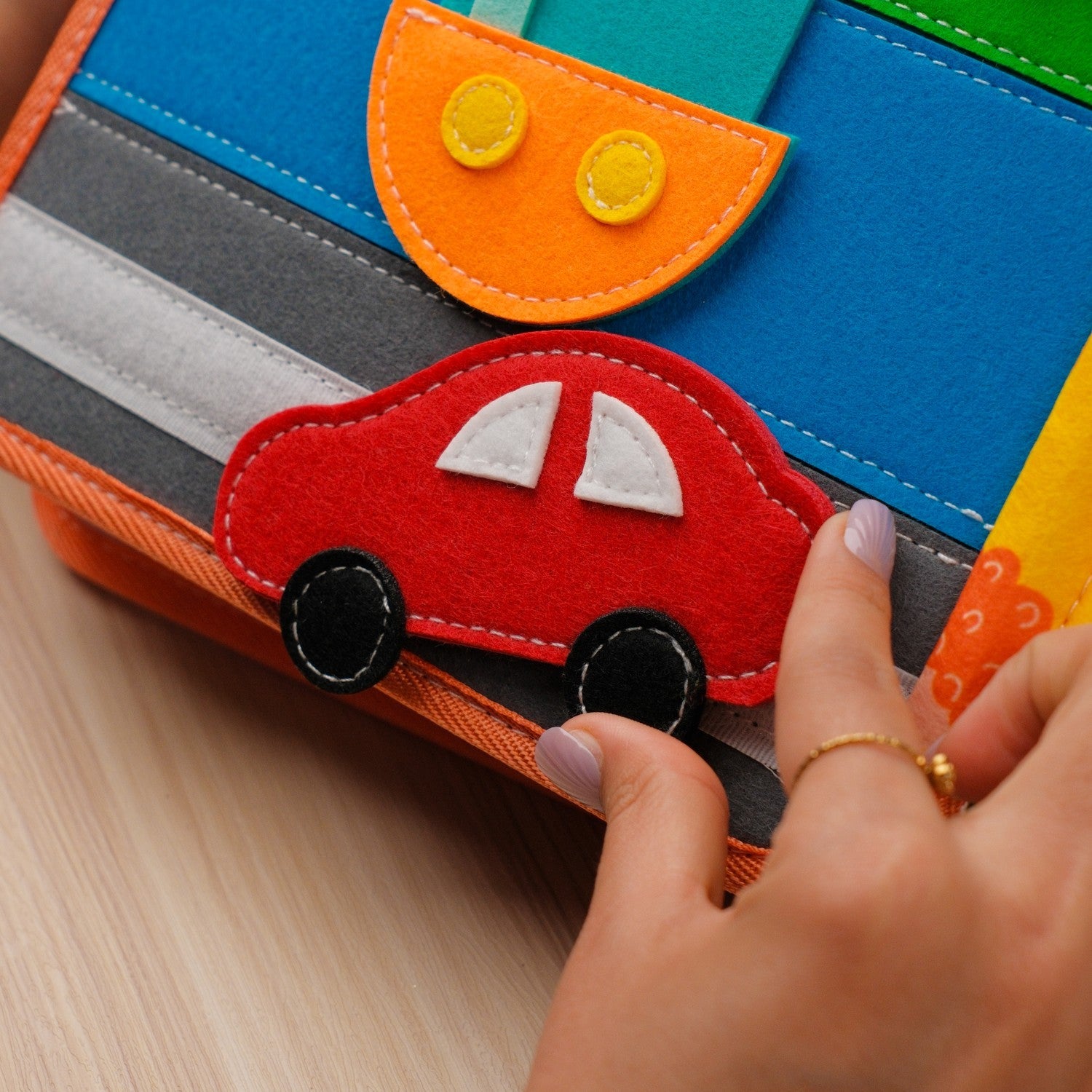 Deer Adventure Quiet Book — Crane & Blocks, Lacing Barn & Colour Pencil Matching