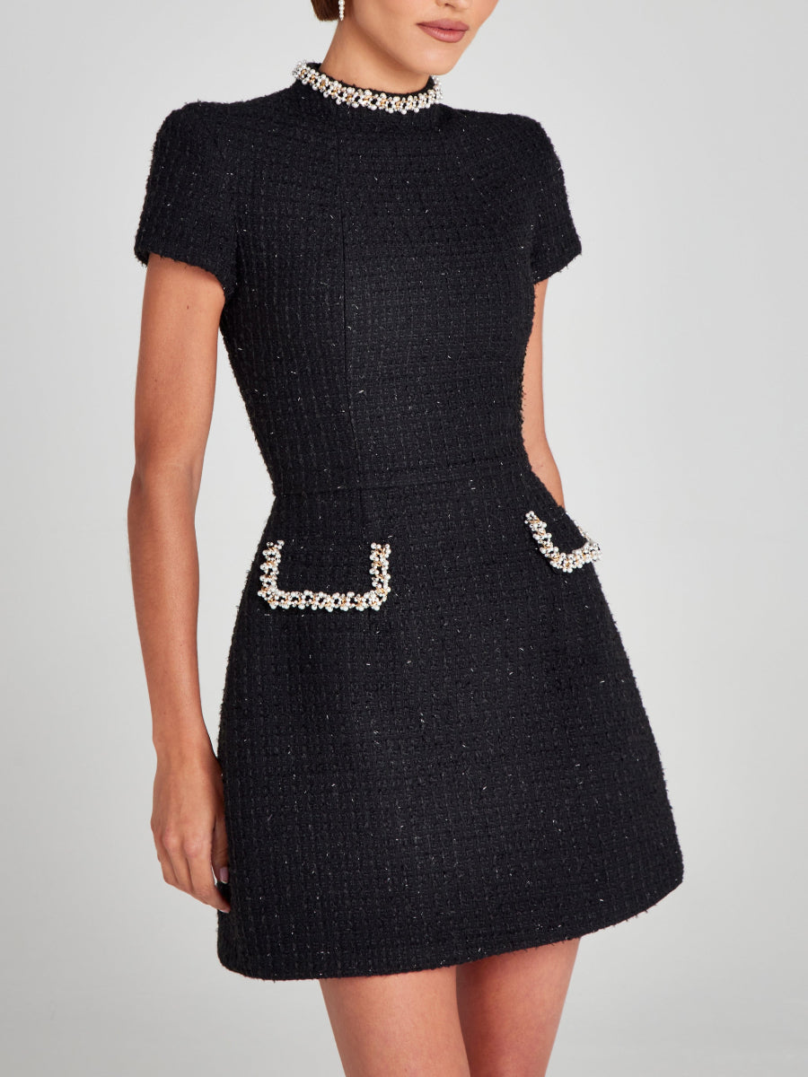 Round neck beaded Chanel style mini dress