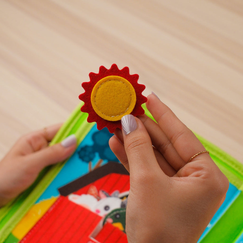 Farm Activity Quiet Book — Counting Bars, Hatching Eggs & Finger-Puppet Barn