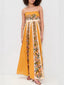 Vintage Floral Print Beaded Spaghetti Strap Empire Pleated Maxi Dress