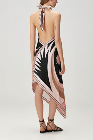 Powder Midi Silk Evening Dress