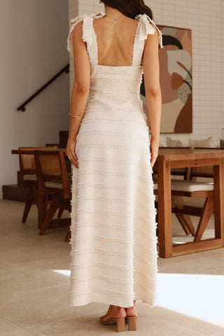 French retro gentle style elegant V-neck textured dress