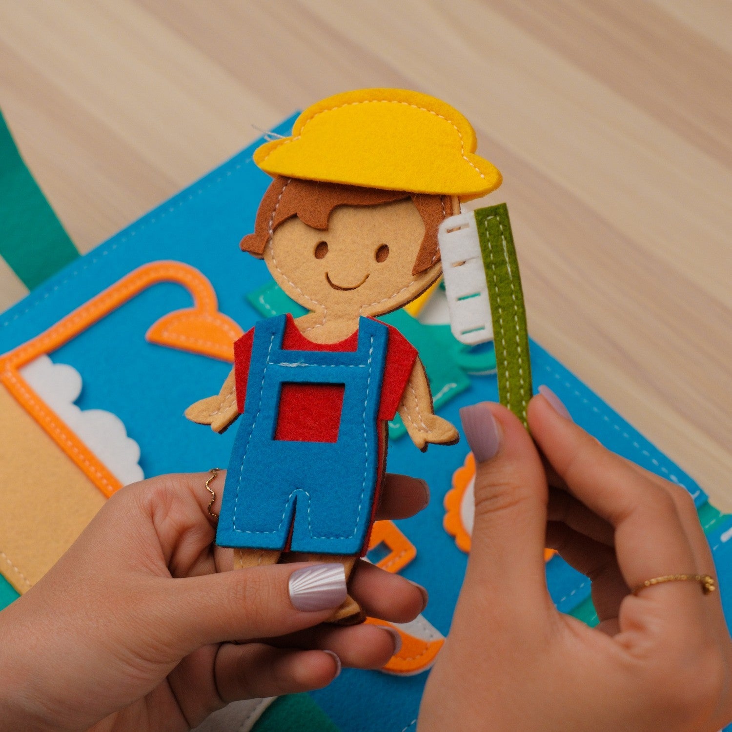 Blue House Quiet Book for Boys — Dress-Up, Robot Toolbox & Dinosaur Eggs