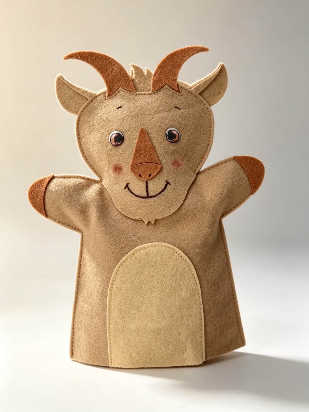 Set of 10 felt animal hand puppets: educational toys for story time and children's play.