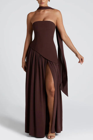Sexy backless high slit long dress