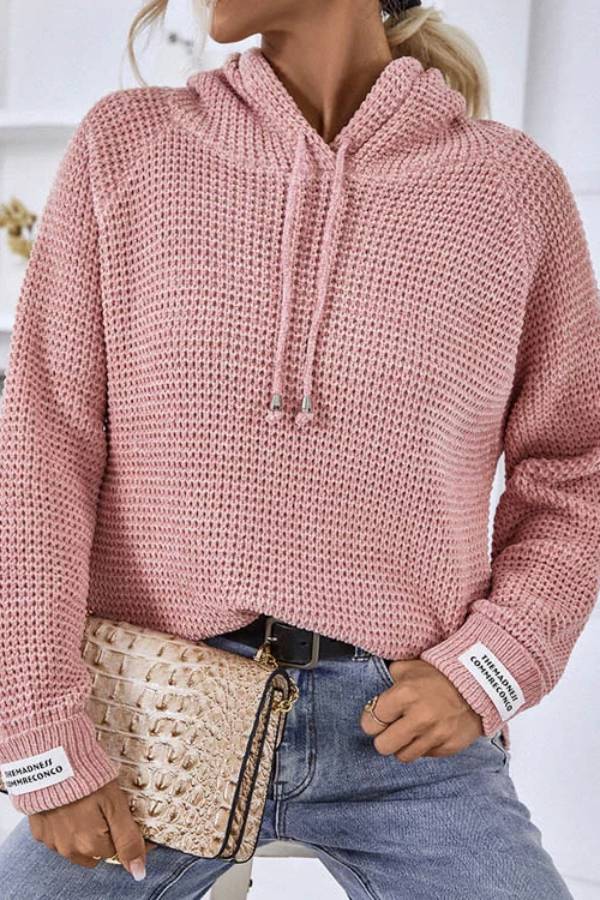 Drawstring Long Sleeve Hooded Sweater Secondary image