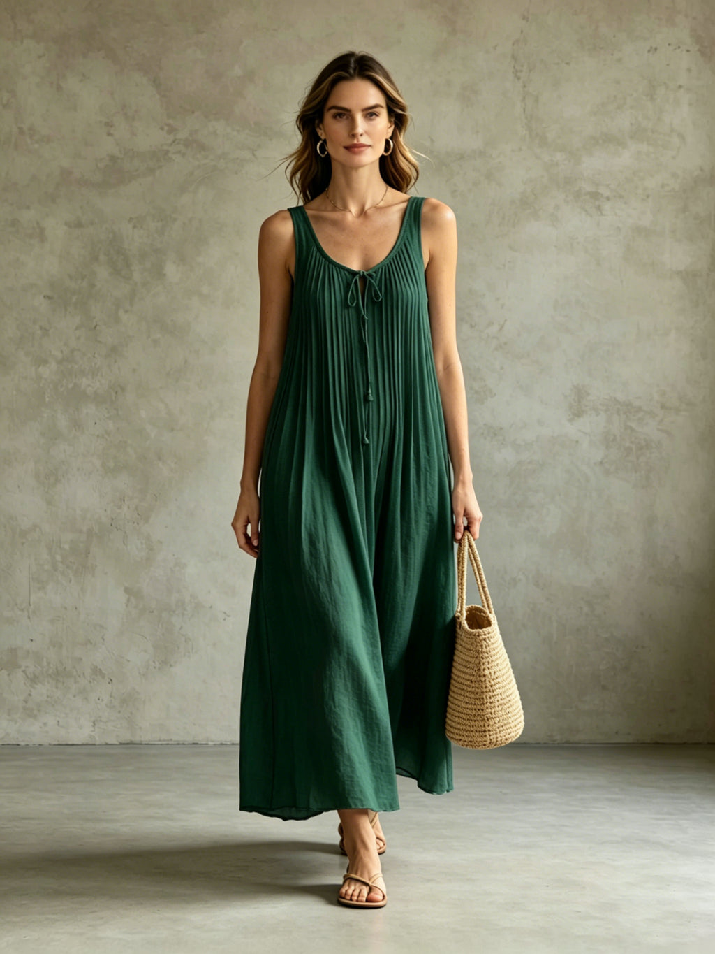Breathable Linen Sleeveless Dress for Summer & Vacation