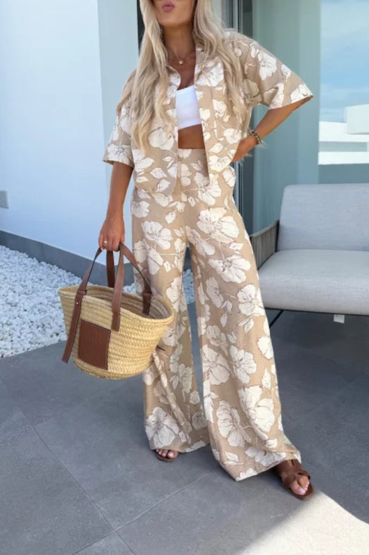 Lapel Printed Loose Casual Suit