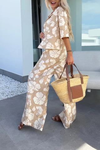 Lapel Printed Loose Casual Suit