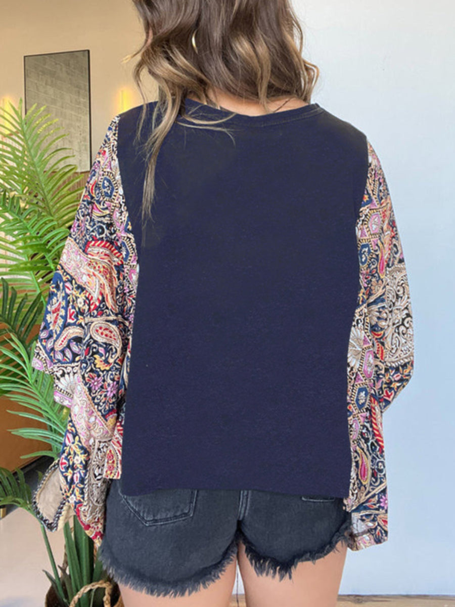 Printed round neck loose casual batwing sleeve top Secondary image