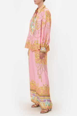 Mermaid Motel Unique Print Long Sleeve Loose Shirt and Elastic Waist Pants Set